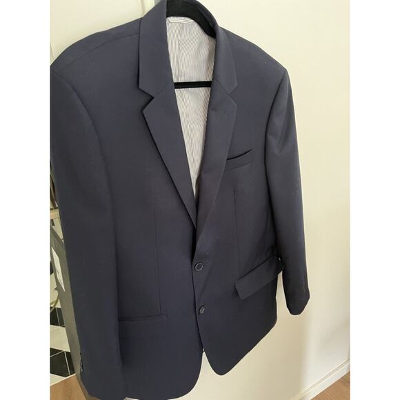 Van Heusen Men's 42L 2 Button Navy Blazer Jacket Lightweight Career Casual NWOT - Picture 2 of 9